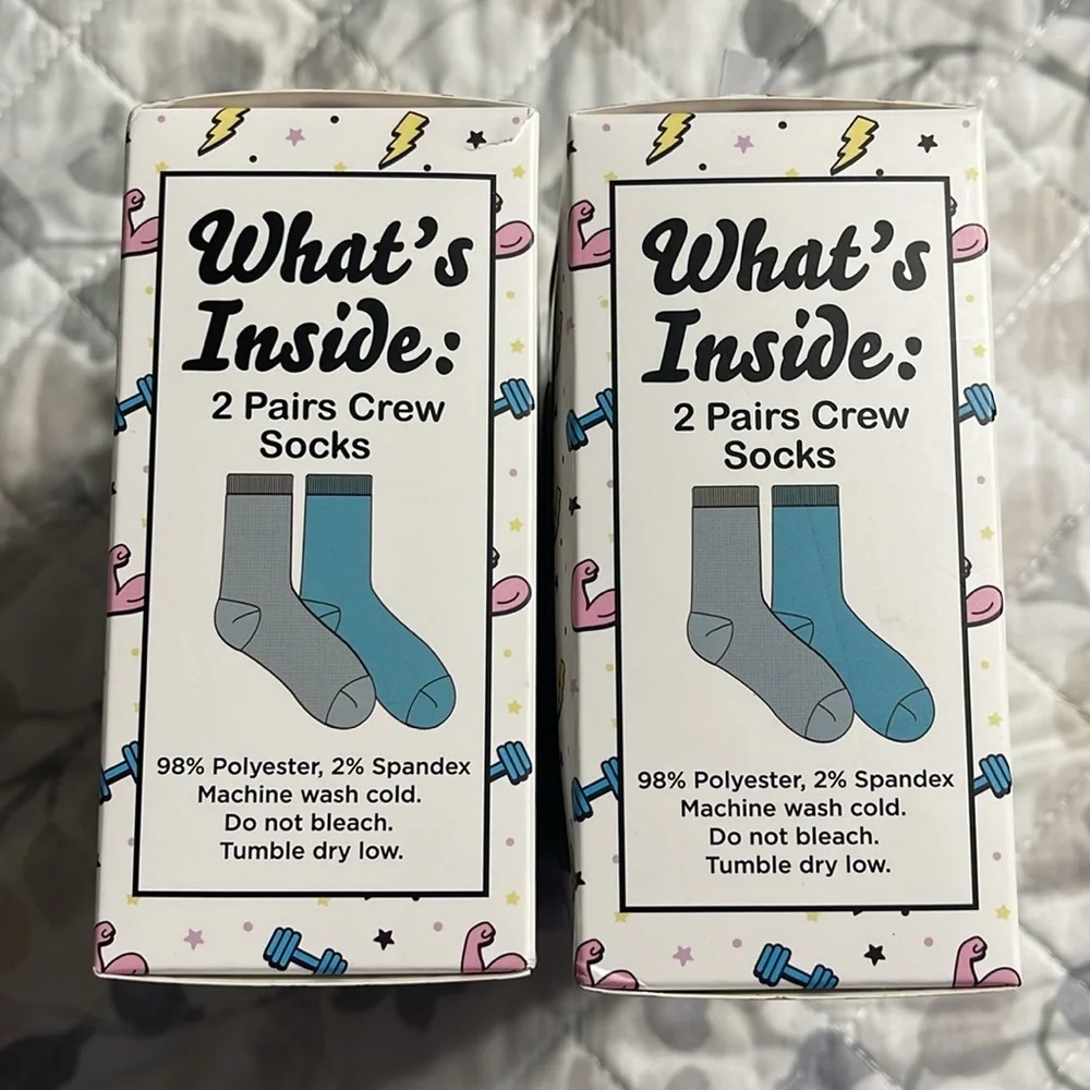 New set/2 ladies crew socks 9-11 gift set